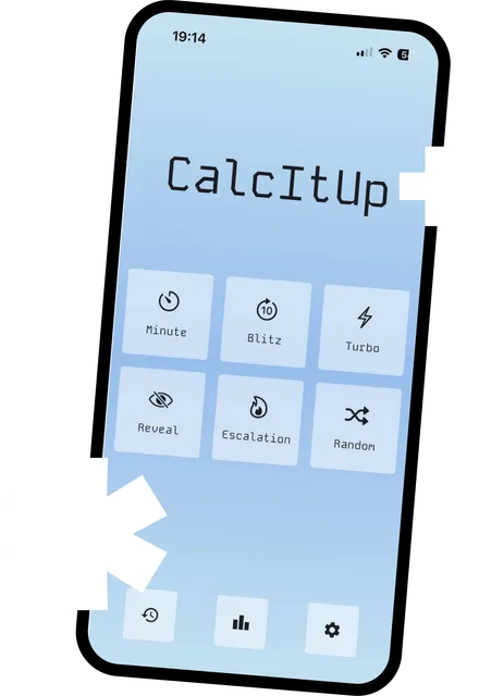CalcItUp home screen with its six modes