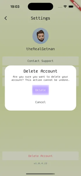 Delete confirmation dialog in the CalcItUp app